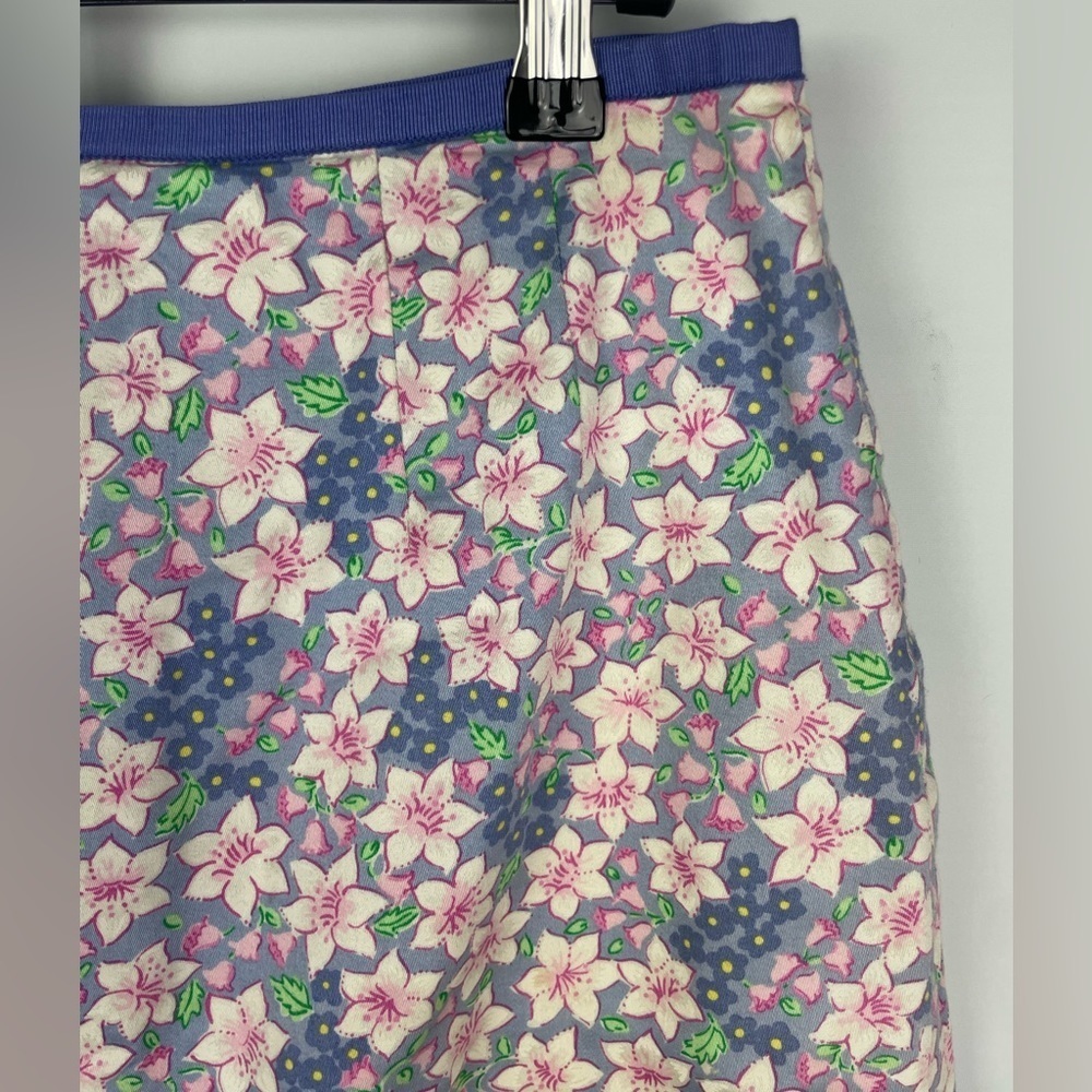 Vintage‎ Lilly Pulitzer Blue Pink Ditsy Flower 100% Cotton Mini Skirt - Picture 2 of 7